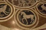 Floor panel of medallions representing Italian cities