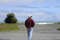 Mark walks to the Tasman Sea