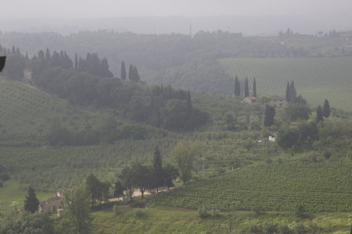View from our hotel window in San Gimignano on a hazy morning