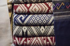 a stack of fabric with woven-in pattern