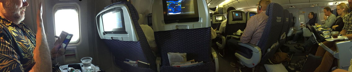 panorama of airplane interior