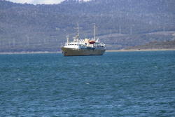 a freighter on the Tamar